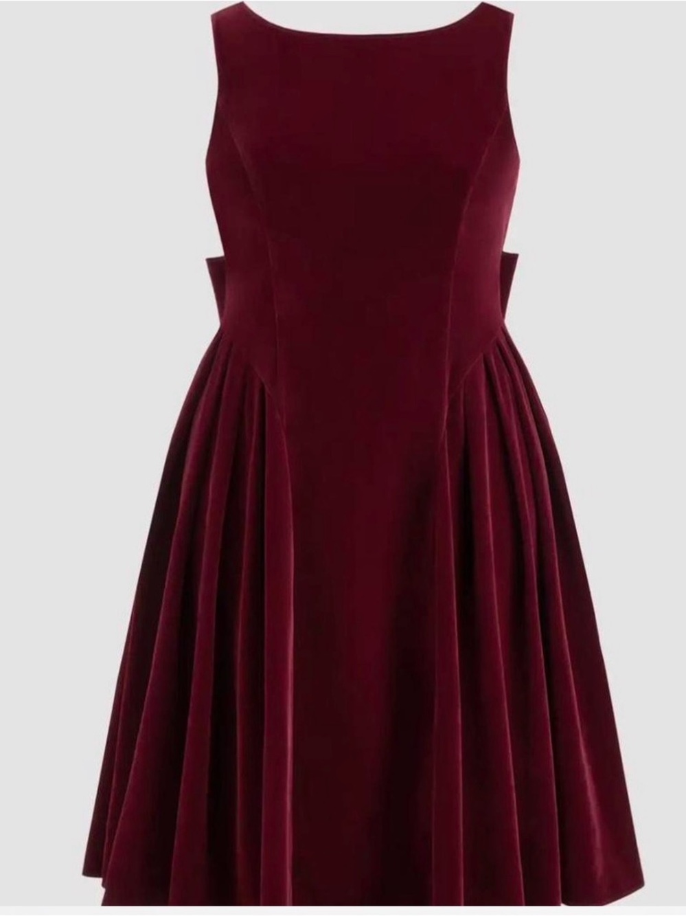 Sleeveless Velvet Bow-Back Midi Dress in Burgundy- Cider- Large - Picture 2 of 10